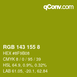 Color code: RGB 143 155 8 | qconv.com