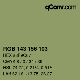 カラーコード: RGB 143 156 103 | qconv.com