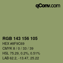 カラーコード: RGB 143 156 105 | qconv.com
