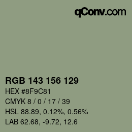 カラーコード: RGB 143 156 129 | qconv.com