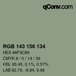 Color code: RGB 143 156 134 | qconv.com