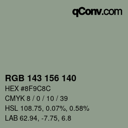 Código de color: RGB 143 156 140 | qconv.com