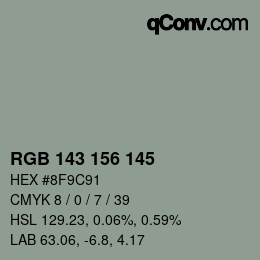 Color code: RGB 143 156 145 | qconv.com