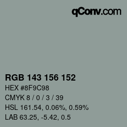 カラーコード: RGB 143 156 152 | qconv.com