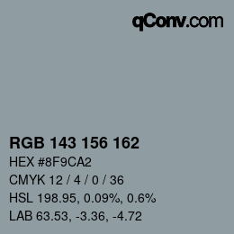 Color code: RGB 143 156 162 | qconv.com