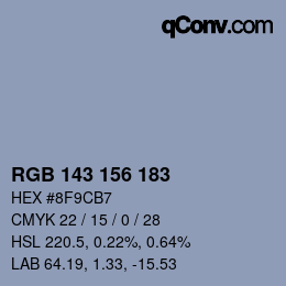 カラーコード: RGB 143 156 183 | qconv.com