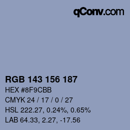 Color code: RGB 143 156 187 | qconv.com