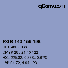 Color code: RGB 143 156 198 | qconv.com