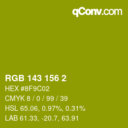 颜色代码: RGB 143 156 2 | qconv.com