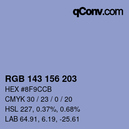 Color code: RGB 143 156 203 | qconv.com