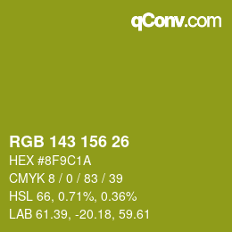 Color code: RGB 143 156 26 | qconv.com