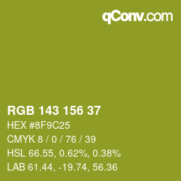 Color code: RGB 143 156 37 | qconv.com