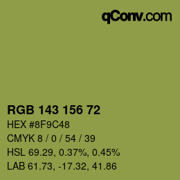 カラーコード: RGB 143 156 72 | qconv.com