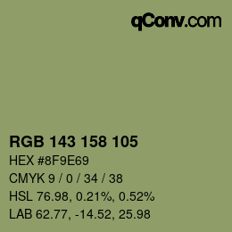 カラーコード: RGB 143 158 105 | qconv.com
