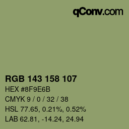 颜色代码: RGB 143 158 107 | qconv.com