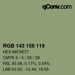 颜色代码: RGB 143 158 119 | qconv.com