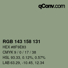 颜色代码: RGB 143 158 131 | qconv.com