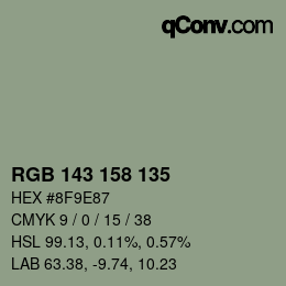 颜色代码: RGB 143 158 135 | qconv.com