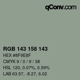 カラーコード: RGB 143 158 143 | qconv.com