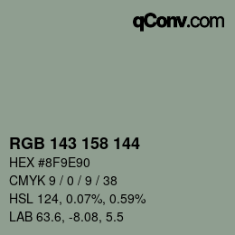 颜色代码: RGB 143 158 144 | qconv.com