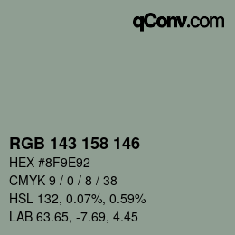 颜色代码: RGB 143 158 146 | qconv.com