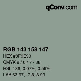 颜色代码: RGB 143 158 147 | qconv.com
