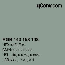 颜色代码: RGB 143 158 148 | qconv.com