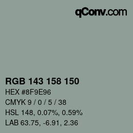 颜色代码: RGB 143 158 150 | qconv.com