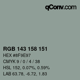 颜色代码: RGB 143 158 151 | qconv.com