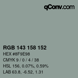 颜色代码: RGB 143 158 152 | qconv.com