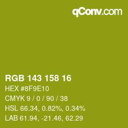 カラーコード: RGB 143 158 16 | qconv.com