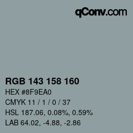 Color code: RGB 143 158 160 | qconv.com