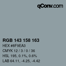 颜色代码: RGB 143 158 163 | qconv.com
