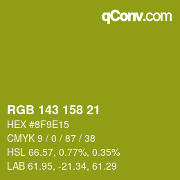 颜色代码: RGB 143 158 21 | qconv.com