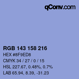 カラーコード: RGB 143 158 216 | qconv.com