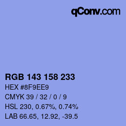 カラーコード: RGB 143 158 233 | qconv.com