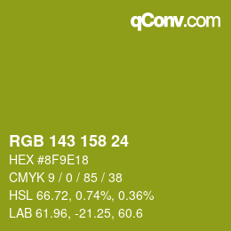 カラーコード: RGB 143 158 24 | qconv.com