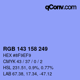 カラーコード: RGB 143 158 249 | qconv.com