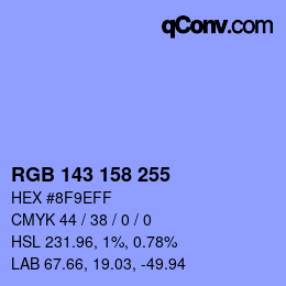 Color code: RGB 143 158 255 | qconv.com