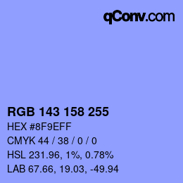 カラーコード: RGB 143 158 255 | qconv.com