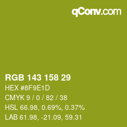 カラーコード: RGB 143 158 29 | qconv.com