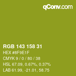 颜色代码: RGB 143 158 31 | qconv.com