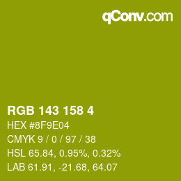 Color code: RGB 143 158 4 | qconv.com