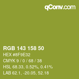 颜色代码: RGB 143 158 50 | qconv.com