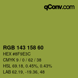 カラーコード: RGB 143 158 60 | qconv.com