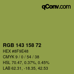 カラーコード: RGB 143 158 72 | qconv.com