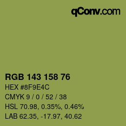 カラーコード: RGB 143 158 76 | qconv.com