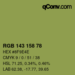 カラーコード: RGB 143 158 78 | qconv.com