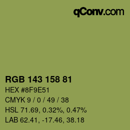 颜色代码: RGB 143 158 81 | qconv.com