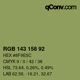 颜色代码: RGB 143 158 92 | qconv.com
